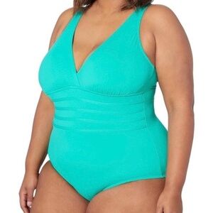 NWT La Blanca Womens Island Goddess Cross Back‎ One Piece Swimsuit, Size 20W
